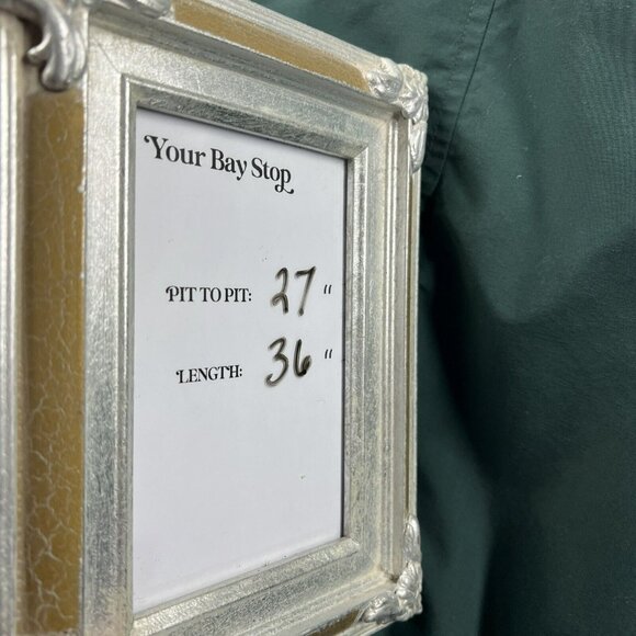 Vintage Eddie Bauer Men' Down Lined Parka Jacket Size L Solid Green Zip Pockets - Picture 15 of 15